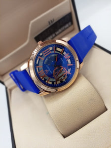 Timeworth Quartz Round Roman Dial Blue Strap Watch